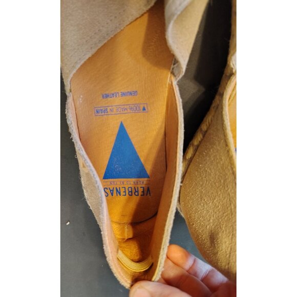 Verbena Shoes Carmen Espadrille Taupe Suede Leather Size 40, US 9 Spain Vacation - Picture 6 of 7